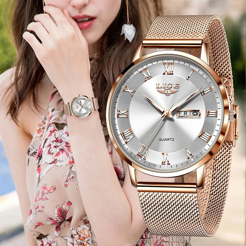 Ultra-Thin Waterproof Quartz Watch | Stylish Calendar Dial for Women, Ideal for Office & Sports