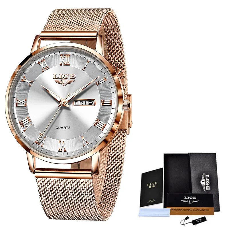 Ultra-Thin Waterproof Quartz Watch | Stylish Calendar Dial for Women, Ideal for Office & Sports