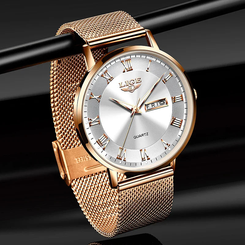Ultra-Thin Waterproof Quartz Watch | Stylish Calendar Dial for Women, Ideal for Office & Sports