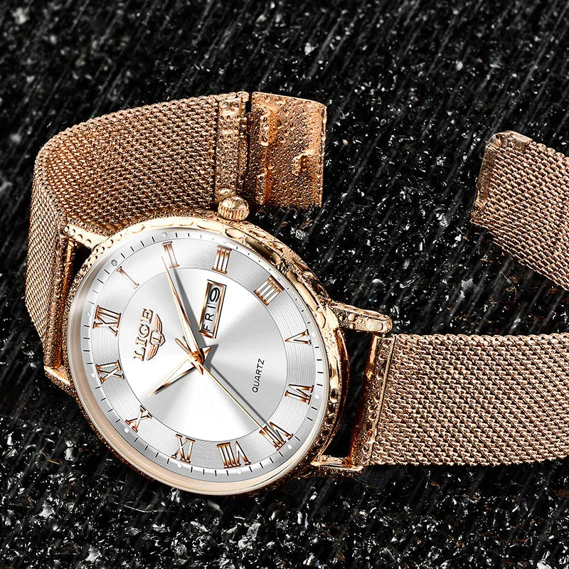 Ultra-Thin Waterproof Quartz Watch | Stylish Calendar Dial for Women, Ideal for Office & Sports