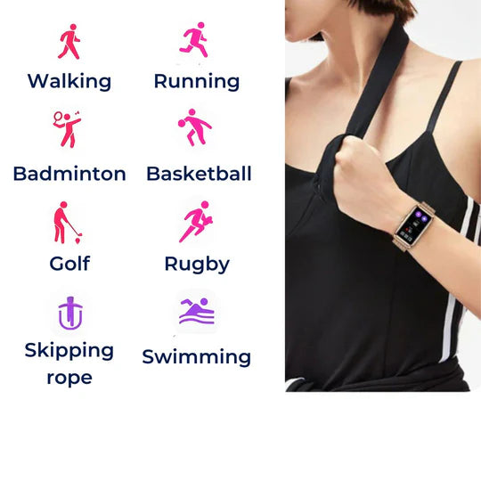 Ladies Smart Health Watch – Heart Rate, BP & Fitness Tracking with Elegant Slim Design