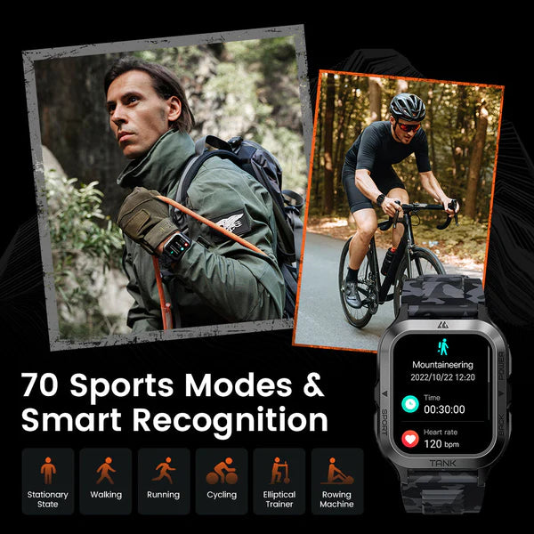 PROTANK S4 - Smartwatch with Fitness Tracker, Heart Rate Monitor, GPS, and Waterproof Design for Sports and Daily Use