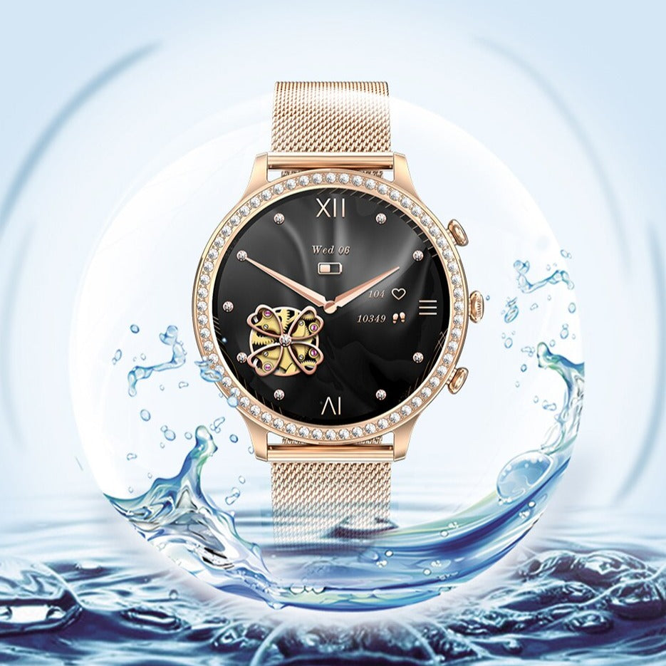 Smartwatch in Gold with Advanced Health Monitoring & Stylish Design | Women’s Smart Watch
