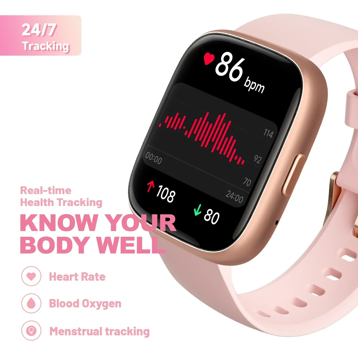 Rose Gold Watches for Women – Smartwatch with 1.83" HD Screen, Bluetooth Calls & Alexa, Health & Fitness Tracking, Waterproof, 7–10 Day Battery