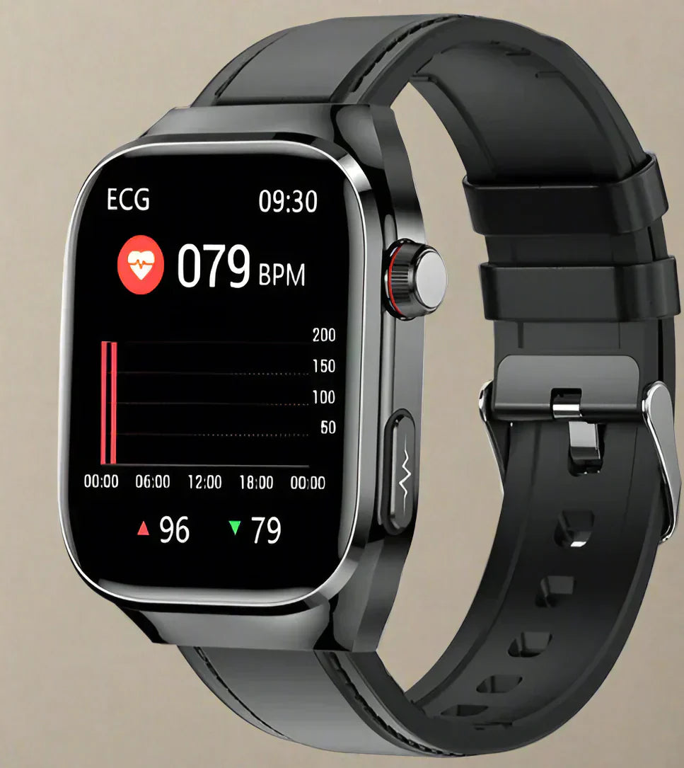 Health Smartwatch with ECG & Blood Sugar Monitoring | Waterproof 2.04-Inch AMOLED Fitness Tracker for Comprehensive Health Monitoring
