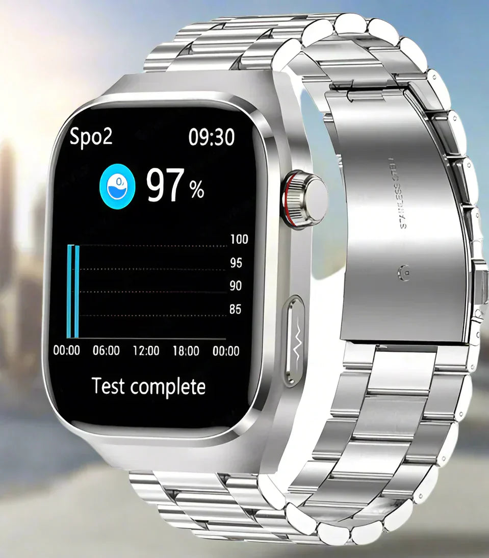 Health Smartwatch with ECG & Blood Sugar Monitoring | Waterproof 2.04-Inch AMOLED Fitness Tracker for Comprehensive Health Monitoring