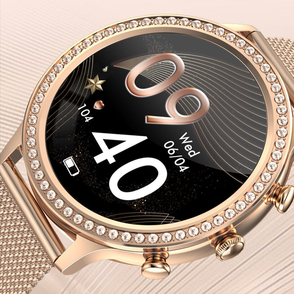 Smartwatch in Gold with Advanced Health Monitoring & Stylish Design | Women’s Smart Watch