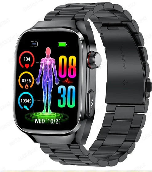Health Smartwatch with ECG & Blood Sugar Monitoring | Waterproof 2.04-Inch AMOLED Fitness Tracker for Comprehensive Health Monitoring