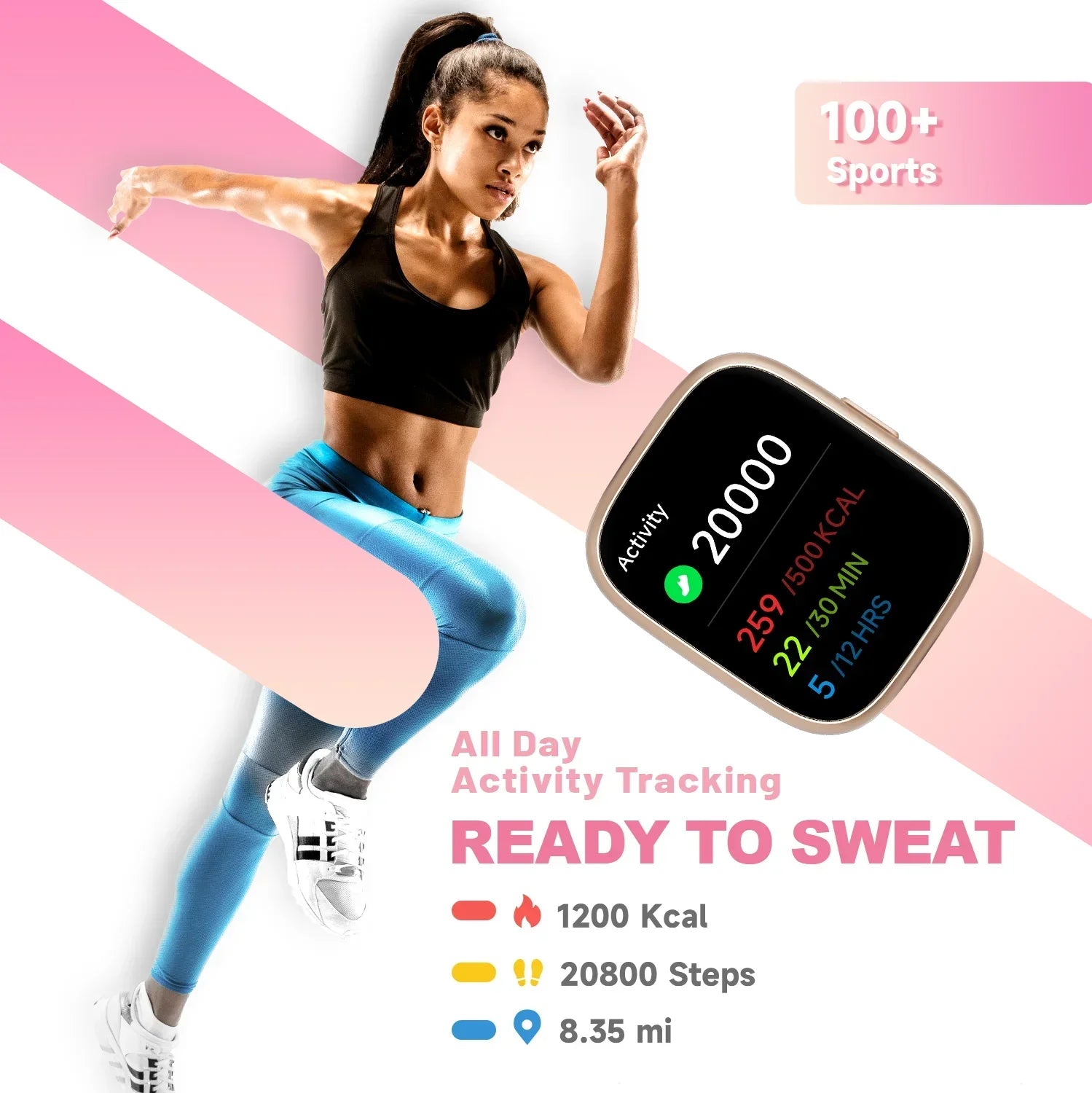 Rose Gold Watches for Women – Smartwatch with 1.83" HD Screen, Bluetooth Calls & Alexa, Health & Fitness Tracking, Waterproof, 7–10 Day Battery