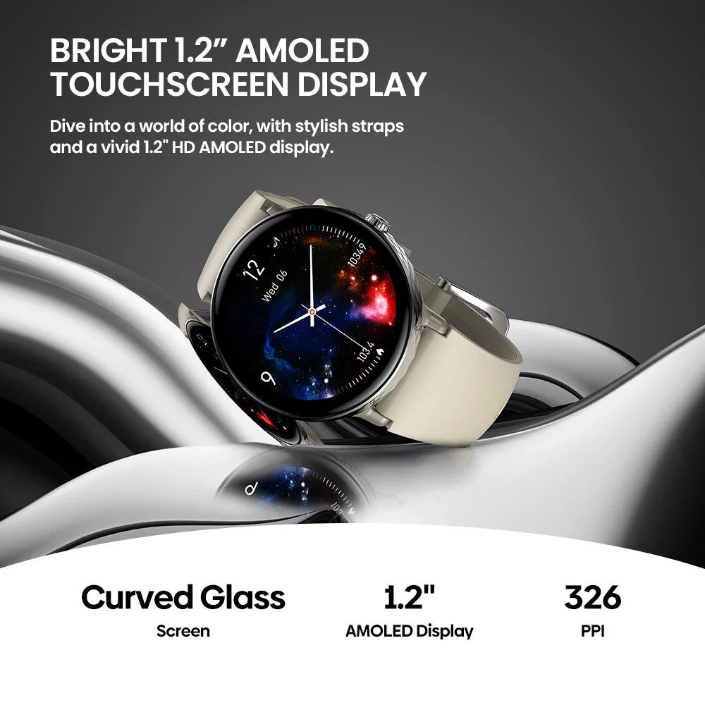 Women’s Silver Smart Watch – Slim AMOLED Smartwatch with Stainless Steel & Silicone Straps, Bluetooth Calls, Health & Fitness Tracking, Long Battery