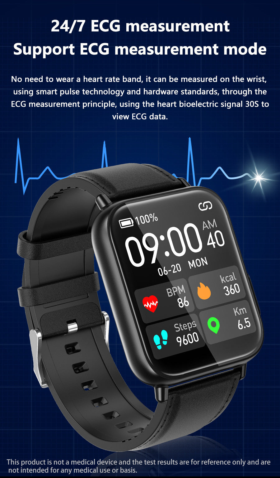 ECG Smartwatch with Blood Pressure Tracking – Designed for Active Living