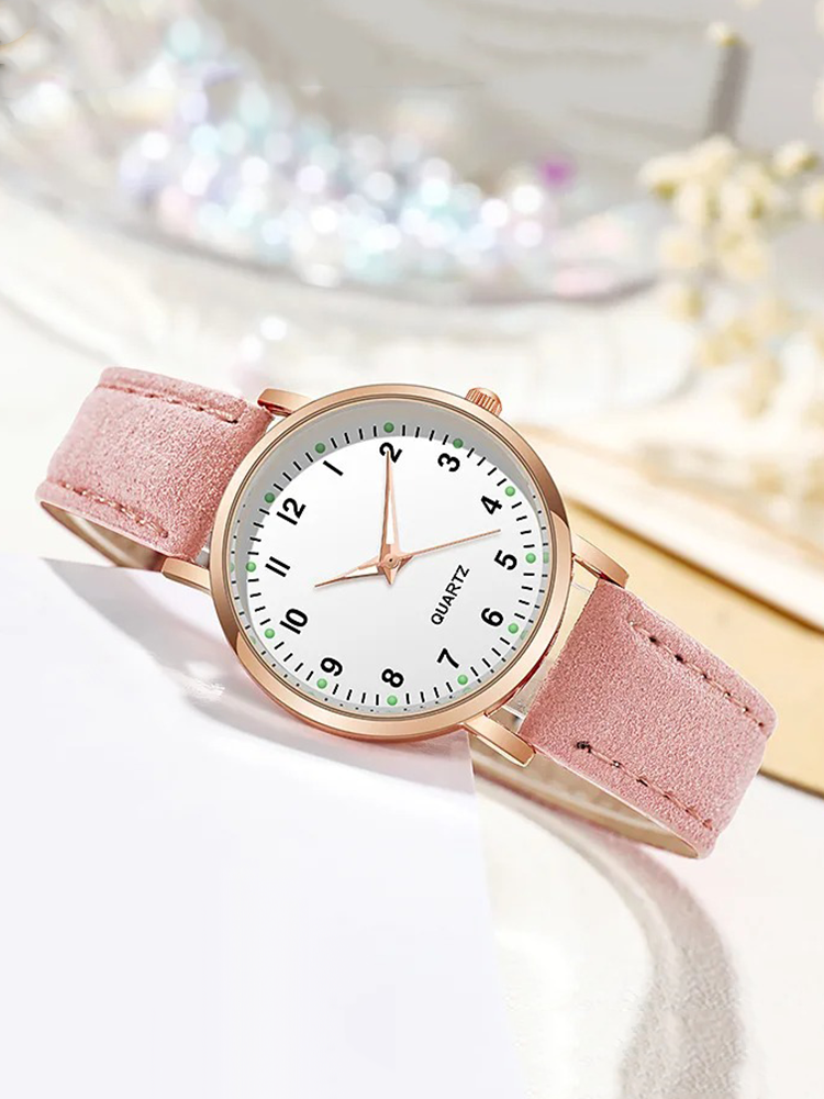 Luxe Quartz Ladies Watch | Slim Leather Strap, Luminous Numbers & Modern Design for Women