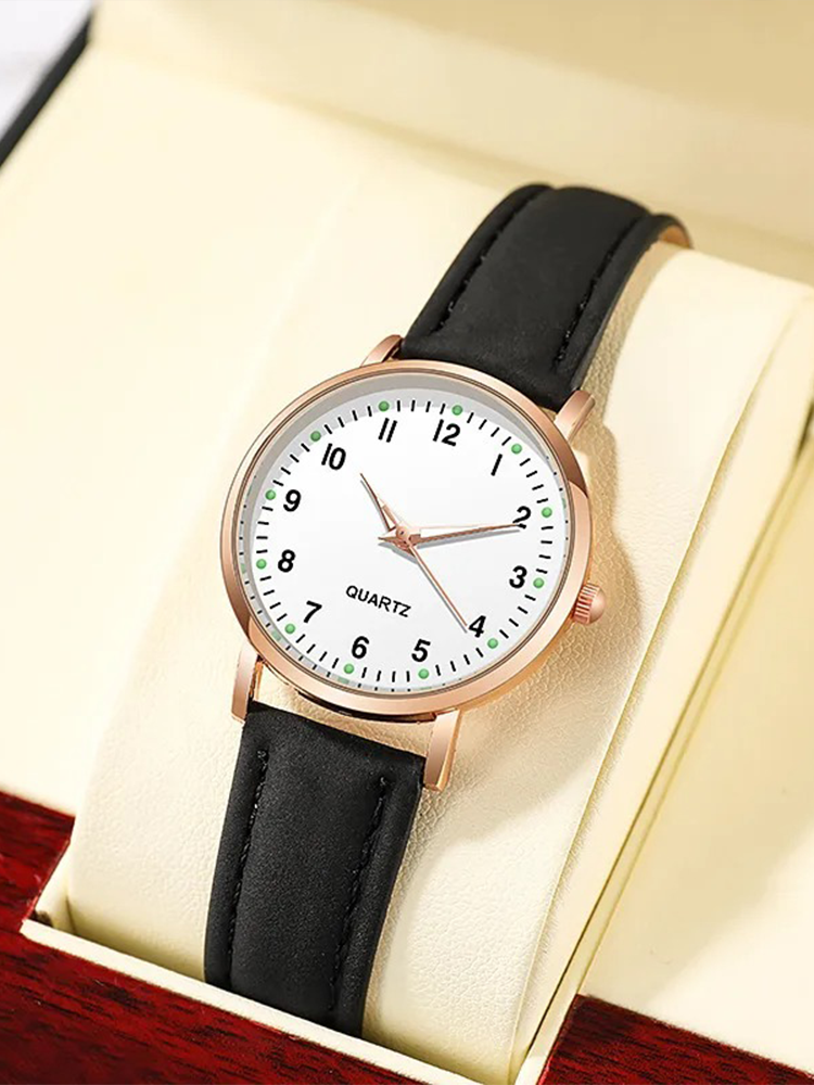 Luxe Quartz Ladies Watch | Slim Leather Strap, Luminous Numbers & Modern Design for Women