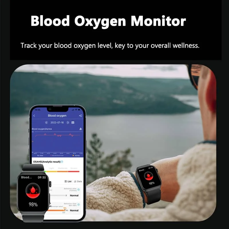 ECG Smart Watch with Blood Pressure Monitor – Health Tracker for Heart Rate, Blood Oxygen & Glucose Monitoring