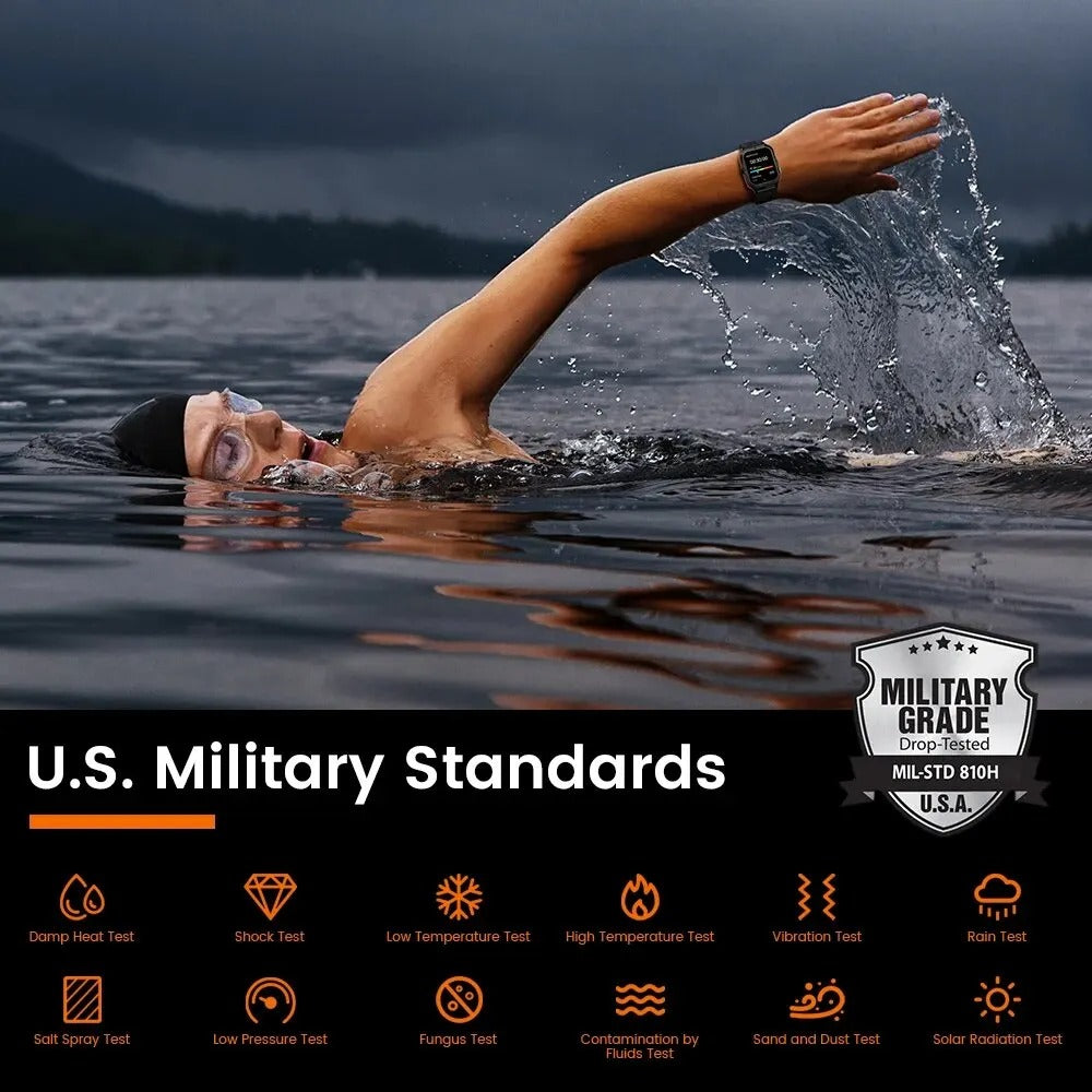 PROTANK S4 - Smartwatch with Fitness Tracker, Heart Rate Monitor, GPS, and Waterproof Design for Sports and Daily Use