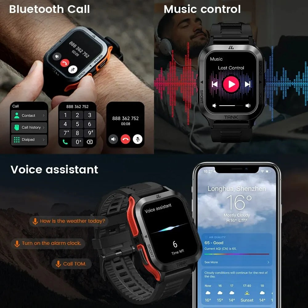 PROTANK S4 - Smartwatch with Fitness Tracker, Heart Rate Monitor, GPS, and Waterproof Design for Sports and Daily Use