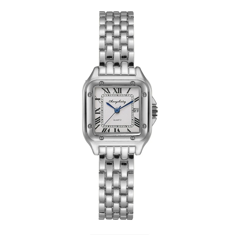 Luxury Alloy Ladies Watch - Gold or Silver Case & Bracelet Elegant Roman Design