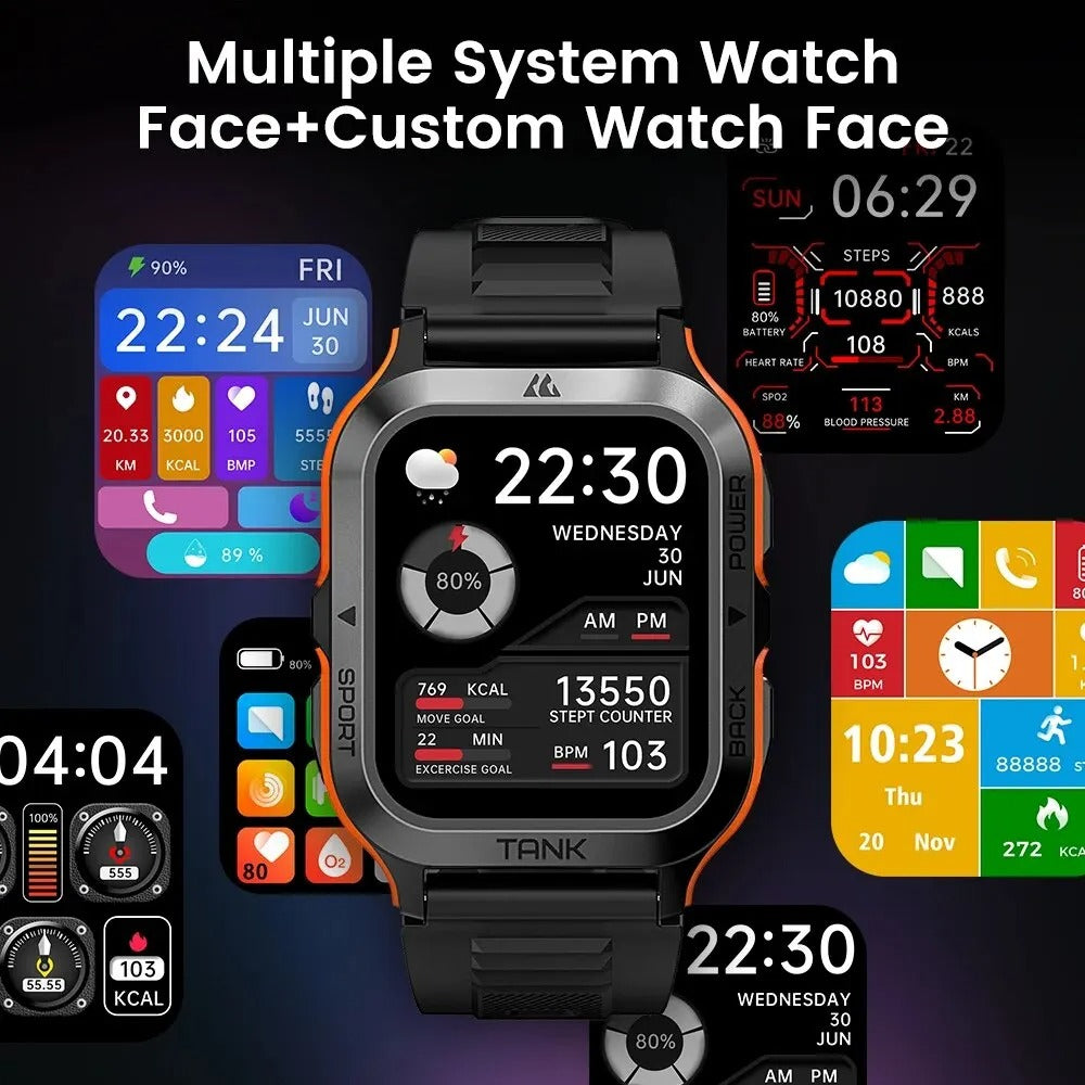 PROTANK S4 - Smartwatch with Fitness Tracker, Heart Rate Monitor, GPS, and Waterproof Design for Sports and Daily Use