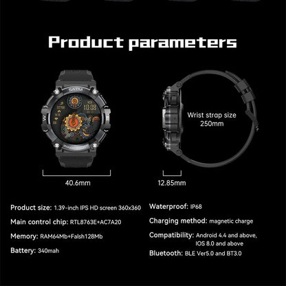 Titan PG Tactical Smartwatch – Rugged Military Design, Waterproof, Heart Monitor, and Military-Grade Durability