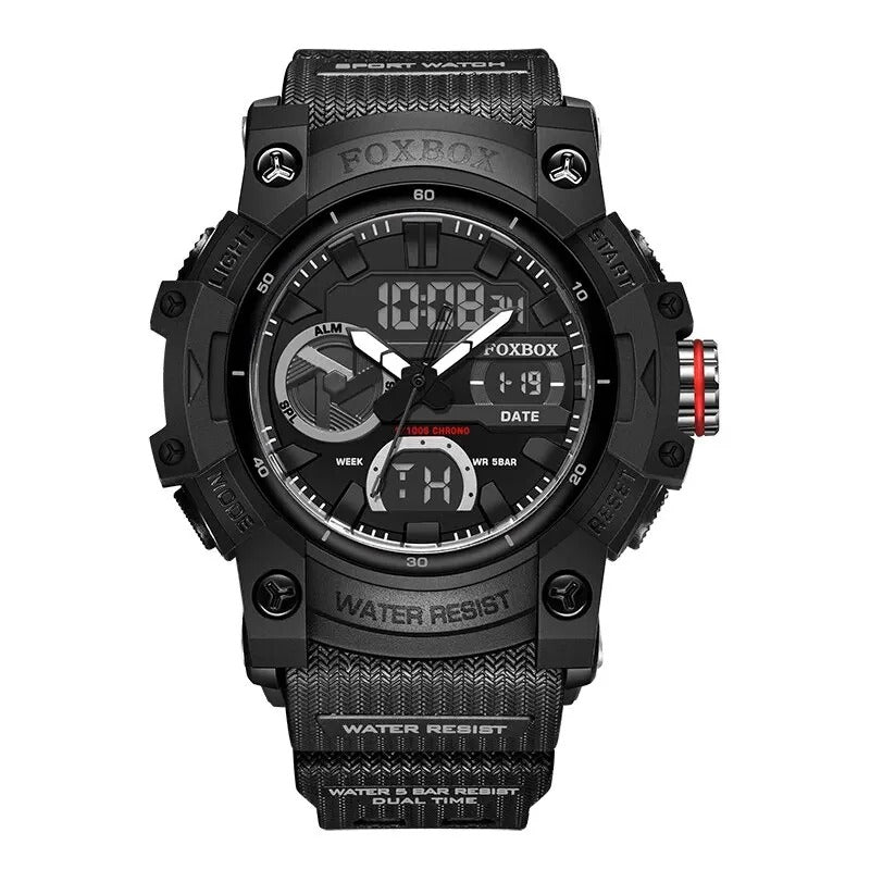 FoxBox: Rugged Waterproof Chronograph Dual Display Watch Shock Resistant