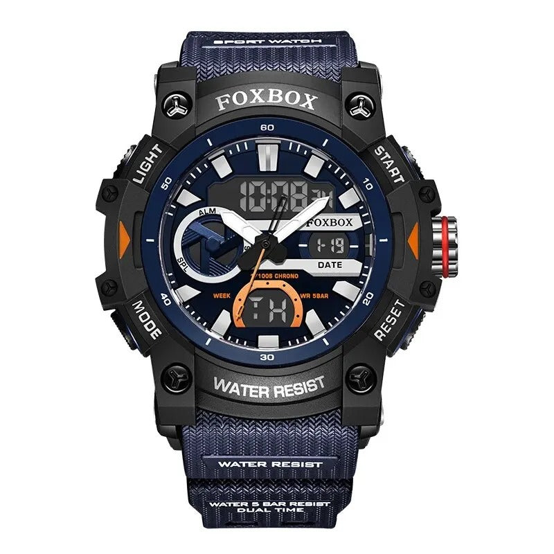 FoxBox: Rugged Waterproof Chronograph Dual Display Watch Shock Resistant