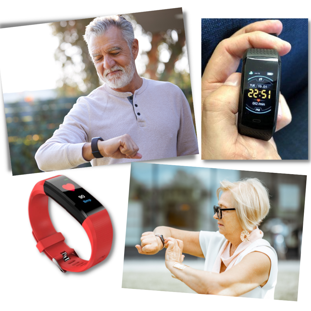 Senior Smartwatch – Basic Fitness Tracker with Step Counter, Heart Rate Monitor & Easy-to-Use Design