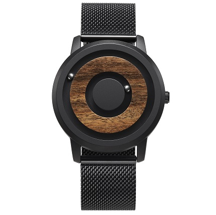 New Minimalist Wooden Watch For Men UK Wood Dial Scaleless Magnetic Nylon Strap